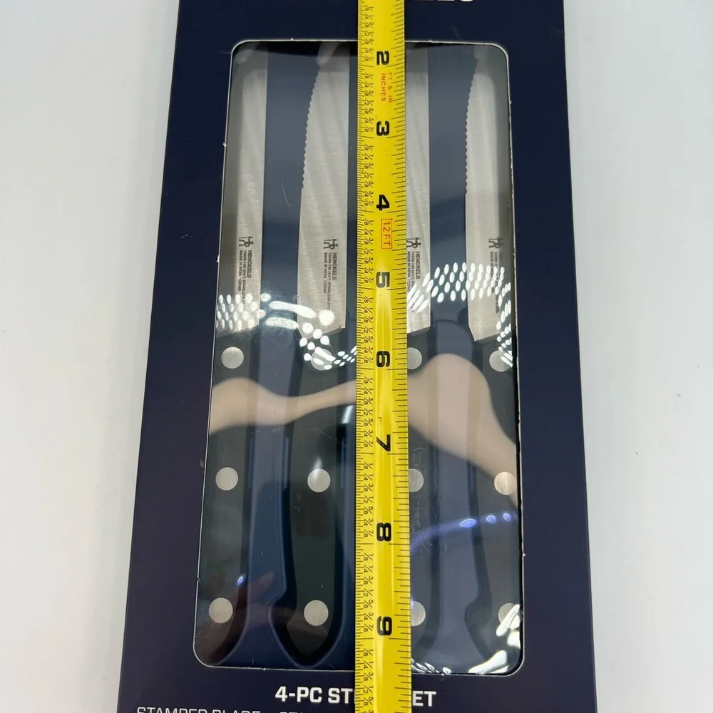 Henckels 4-pc Steak Knife Set, Stamped Blade, Stainless Steel, Dishwasher Safe